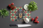 Longhaired Black and Tan Dachshund Christmas PoinsettIas Glass Cutting Board Decorative Tempered Glass Kitchen Cutting and Serving Board Large Size Ch