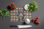 Black and Tan Dachshund Christmas PoinsettIas Glass Cutting Board Decorative Tempered Glass Kitchen Cutting and Serving Board Large Size Chopping Boar