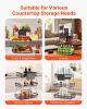VEVOR 3 Tier Fruit Basket, Countertop Fruits Vegetable Bowl with Banana Hangers and Side Storage Basket, Metal Wire Storage Stand for Kitchen Counter,