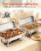 VEVOR Rectangle Chafing Dish, 9 Qt 2 Pack Stainless Steel Chafing Dish, Food Warmer Chafer Complete Set with Hollow Handle, 1 Food Tongs, Lid, Fuel Ho