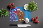 Longhair Chocolate and Cream Dachshund USA American Glass Cutting Board Decorative Tempered Glass Kitchen Cutting and Serving Board Large Size Choppin