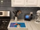Red Piebald Dachshund USA American Glass Cutting Board Decorative Tempered Glass Kitchen Cutting and Serving Board Large Size Chopping Board