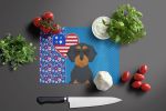 Wirehair Black and Tan Dachshund USA American Glass Cutting Board Decorative Tempered Glass Kitchen Cutting and Serving Board Large Size Chopping Boar