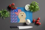 Longhair Cream Dachshund USA American Glass Cutting Board Decorative Tempered Glass Kitchen Cutting and Serving Board Large Size Chopping Board