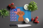 Wirehair Red Dachshund USA American Glass Cutting Board Decorative Tempered Glass Kitchen Cutting and Serving Board Large Size Chopping Board