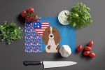 Longhair Red Pedbald Dachshund USA American Glass Cutting Board Decorative Tempered Glass Kitchen Cutting and Serving Board Large Size Chopping Board