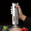 1pc Electric Salt and Pepper Grinder, One-handed Automatic Operation, white LED Light, Dual Charging Base, Adjustable Coarseness, Battery Powered, Gen