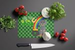 Blue and Tan Dachshund St. Patrick's Day Glass Cutting Board Decorative Tempered Glass Kitchen Cutting and Serving Board Large Size Chopping Board