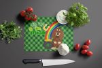 Longhair Chocolate and Cream Dachshund St. Patrick's Day Glass Cutting Board Decorative Tempered Glass Kitchen Cutting and Serving Board Large Size Ch