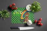 Chocolate and Cream Dachshund St. Patrick's Day Glass Cutting Board Decorative Tempered Glass Kitchen Cutting and Serving Board Large Size Chopping Bo