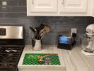 Wirehair Blue and Tan Dachshund St. Patrick's Day Glass Cutting Board Decorative Tempered Glass Kitchen Cutting and Serving Board Large Size Chopping