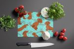 Red Dachshund Glass Cutting Board Decorative Tempered Glass Kitchen Cutting and Serving Board Large Size Chopping Board
