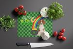 Red Piebald Dachshund St. Patrick's Day Glass Cutting Board Decorative Tempered Glass Kitchen Cutting and Serving Board Large Size Chopping Board