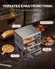 VEVOR Commercial Pizza Oven Countertop, 14-Inch Double Deck Layer, Stainless Steel Electric Pizza Oven with Stone and Handle, Multipurpose Indoor Pizz