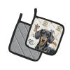 Black and Tan Dachshund Coffee Bar Pair of Pot Holders Pair 7.5x7.5 Quilted Insulated Hot Pads Decorative Kitchen Gift Made in USA