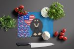 Longhair Black and Cream Dachshund USA American Glass Cutting Board Decorative Tempered Glass Kitchen Cutting and Serving Board Large Size Chopping Bo