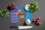 Wirehair Red and Tan Dachshund USA American Glass Cutting Board Decorative Tempered Glass Kitchen Cutting and Serving Board Large Size Chopping Board