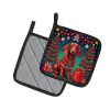 Dachshund Christmas Pair of Pot Holders Kitchen Heat Resistant Pot Holders Sets Oven Hot Pads for Cooking Baking BBQ, 7 1/2 x 7 1/2
