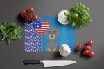 Blue and Tan Dachshund USA American Glass Cutting Board Decorative Tempered Glass Kitchen Cutting and Serving Board Large Size Chopping Board