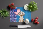 Cream Dapple Dachshund USA American Glass Cutting Board Decorative Tempered Glass Kitchen Cutting and Serving Board Large Size Chopping Board