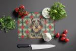 Wirehaired Wild Boar Dachshund Christmas PoinsettIas Glass Cutting Board Decorative Tempered Glass Kitchen Cutting and Serving Board Large Size Choppi