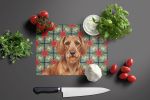 Wirehaired Red Dachshund Christmas PoinsettIas Glass Cutting Board Decorative Tempered Glass Kitchen Cutting and Serving Board Large Size Chopping Boa