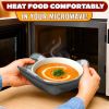 4 Pcs Microwave Bowl Cozy Holders Gray & White Checkered Heat Resistant Microwave Bowl Holders for Hot Food Protect Hands from Hot Dishes Soft Fabric