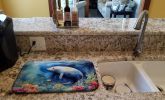 Manatee Dish Drying Mat Absorbent Dish Drying Mat Pad for Kitchen Counter Dish Drainer Mat for Countertop, 14 x 21", Multicolor