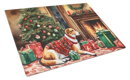 American Foxhound Cozy Christmas Glass Cutting Board Large Decorative Tempered Glass Kitchen Cutting and Serving Board Large Size Chopping Board