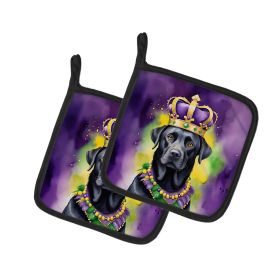 Labrador Retriever King of Mardi Gras Pair of Pot Holders Kitchen Heat Resistant Pot Holders Sets Oven Hot Pads for Cooking Baking BBQ, 7 1/2 x 7 1/2
