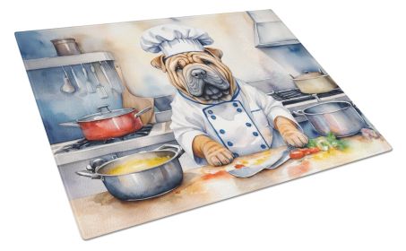 Shar Pei The Chef Glass Cutting Board Decorative Tempered Glass Kitchen Cutting and Serving Board Large Size Chopping Board