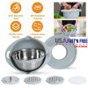 Multifunctional Mixing Bowl with Lid Set 3 Replaceable Graters Food Strainer and Colander Fruit Vegetable Washing Basket Stainless Steel