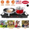 2000W Electric Dual Burner Portable Coil Heating Hot Plate Stove Countertop RV Hotplate with 5 Temperature Adjustments Portable Handles