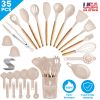 35Pcs Kitchen Cooking Utensils Set Spatula Set Baking Utensil Set Kitchen Accessories Necessities with Holder Egg Whisk Separator Tong Turner Spoons C