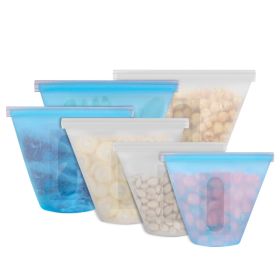 3Pcs Silicone Food Storage Bags Reusable Leakproof Food Container Set with 3 Seals Microwave Dishwasher Safe Environment Friendly 8.5Oz/17Oz/25.4Oz (Option: FoodStorageBag White)