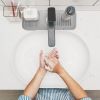 Faucet Splash Mat 14.56x5.51in Silicone Sink Drying Mat Water Drip Catching Tray Water Drainage Pad Sponge Soap Holder for Kitchen Bathroom Sink Fauce