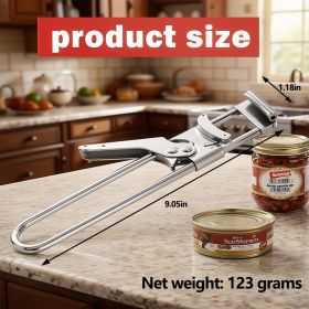 Ergonomic Adjustable Stainless Steel Jar & Can Opener - Effortless Grip for Seniors & Arthritis, Multifunctional Bottle Opener Fits Most Lids, Heavy D (Length: long-length can opener)