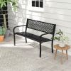 50 Inches Outdoor Garden Bench with Geometric Lattice Backrest and Slatted Seat