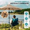 7.5-foot outdoor terrace sun umbrella, with button tilt and hand-cranking device, 6-rib design, UV15+ waterproof fabric