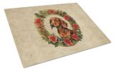 NEW Dachshund Christmas Flowers Glass Cutting Board Decorative Tempered Glass Kitchen Cutting and Serving Board Large Size Chopping Board