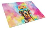 NEW Dachshund Hippie Dawg Glass Cutting Board Decorative Tempered Glass Kitchen Cutting and Serving Board Large Size Chopping Board