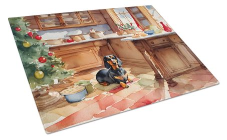 NEW Dachshund Christmas Cookies Glass Cutting Board Decorative Tempered Glass Kitchen Cutting and Serving Board Large Size Chopping Board (Default: Default)