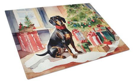 NEW Dachshund Cozy Christmas Glass Cutting Board Decorative Tempered Glass Kitchen Cutting and Serving Board Large Size Chopping Board (Default: Default)