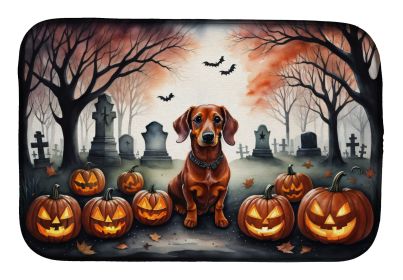 Dachshund Spooky Halloween Dish Drying Mat Absorbent Dish Drying Mat Pad for Kitchen Counter Dish Drainer Mat for Countertop, 14 x 21", Multicolor (Default: Default)