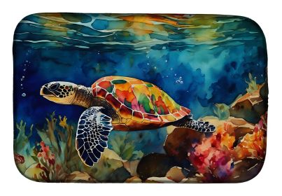 Loggerhead Sea Turtle Dish Drying Mat Absorbent Dish Drying Mat Pad for Kitchen Counter Dish Drainer Mat for Countertop, 14 x 21", Multicolor (Default: Default)