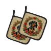 Dachshund Christmas Flowers Pair of Pot Holders Kitchen Heat Resistant Pot Holders Sets Oven Hot Pads for Cooking Baking BBQ, 7 1/2 x 7 1/2