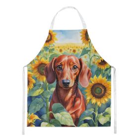 Dachshund in Sunflowers Apron Cooking Kitchen Server Baking Crafts Gardening for Adult Women Men, Unisex, Large, Multicolor (Default: Default)