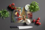 NEW Dachshund and Santa Claus Glass Cutting Board Decorative Tempered Glass Kitchen Cutting and Serving Board Large Size Chopping Board
