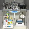 1/2pcs kitchen rack for sink organization and storage, under sink organization, sliding pull-out cabinet organization rack, metal sliding drawer, for