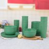 30-Piece Plastic Check Pattern Dinnerware Bundle Set
